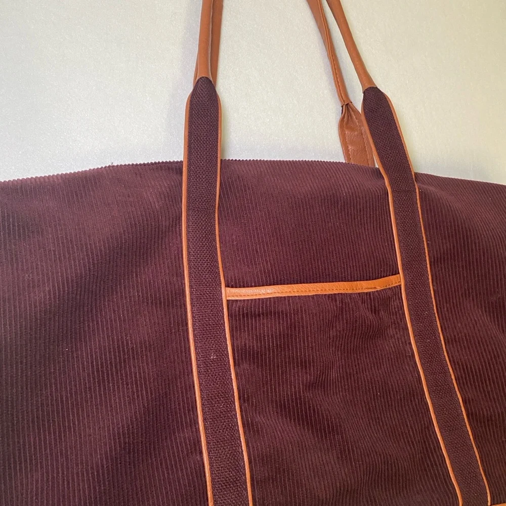 DSW Brown and Maroon Burgundy Duffel Overnight Bag